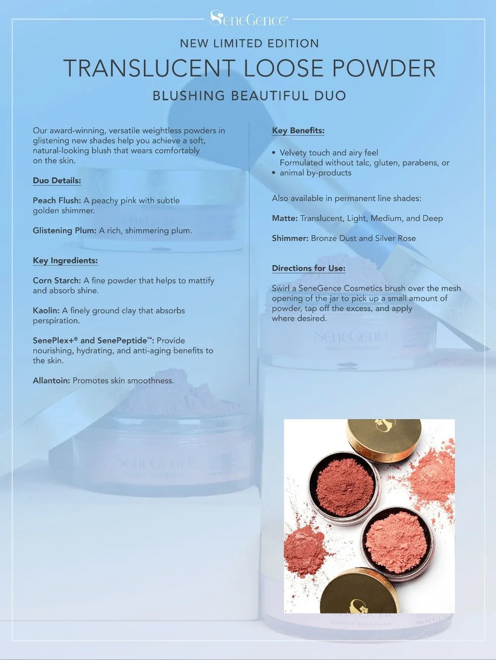 [NWT] SeneGence | Translucent Loose Powders Bundle (8 Items - $440 Total Retail)